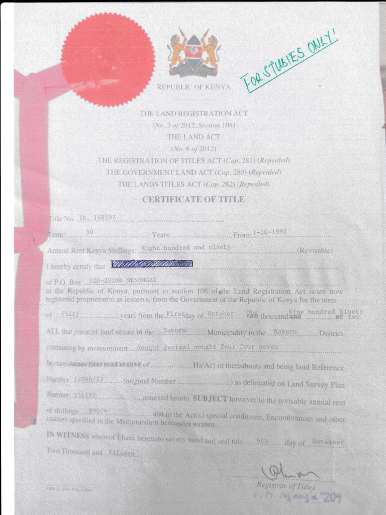 Certificate of Title | PDF