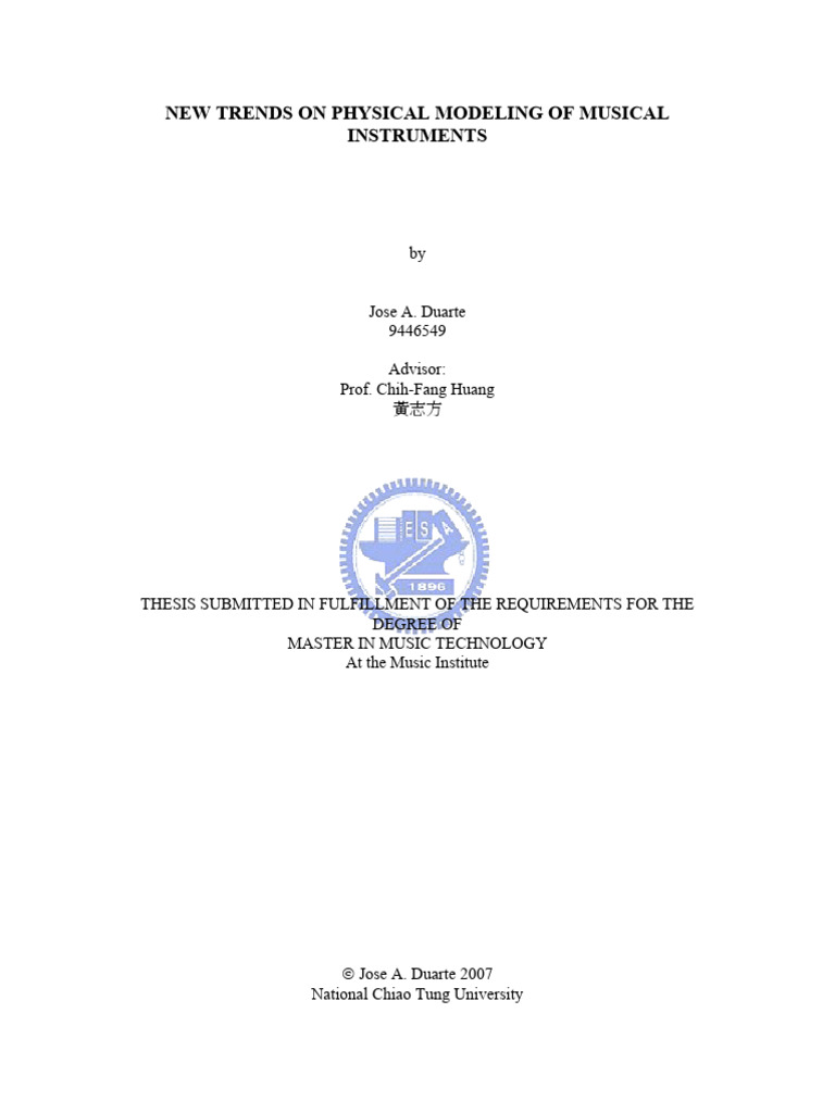 Trends in Physical Modeling for Instruments | PDF | Synthesizer ...