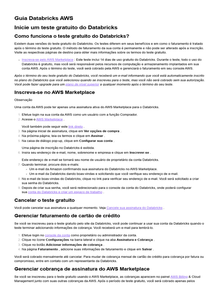 Guia Completo do Databricks na AWS | PDF | Amazon Web Services ...