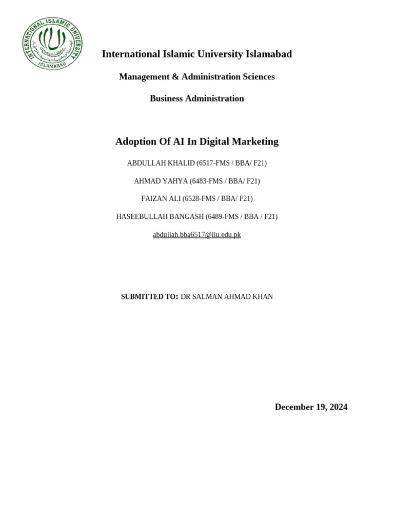 AI Adoption in Digital Marketing Strategies | PDF | Artificial ...