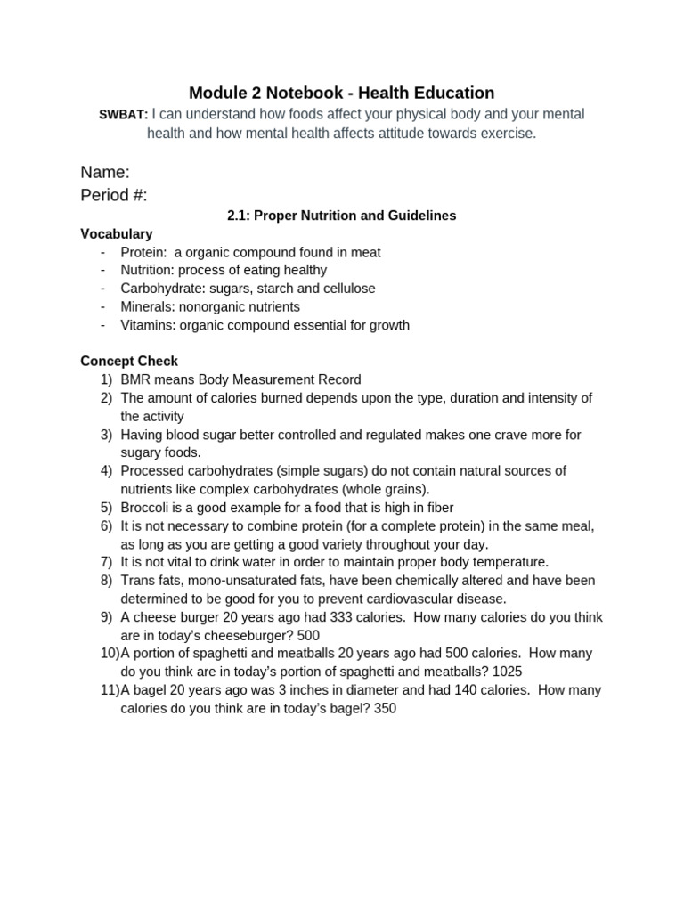 Health Education: Nutrition & Fitness Guide | PDF | Fat | Carbohydrates