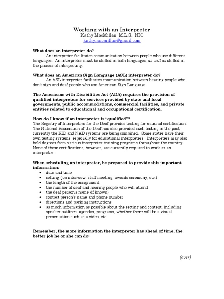 Working Effectively with ASL Interpreters | PDF | Language ...