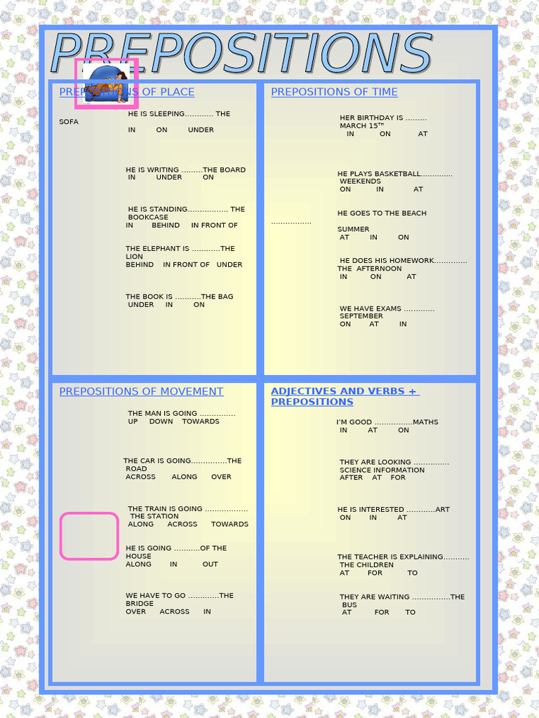 Prepositions-Place Vs Time | PDF | Linguistics | Linguistic Morphology