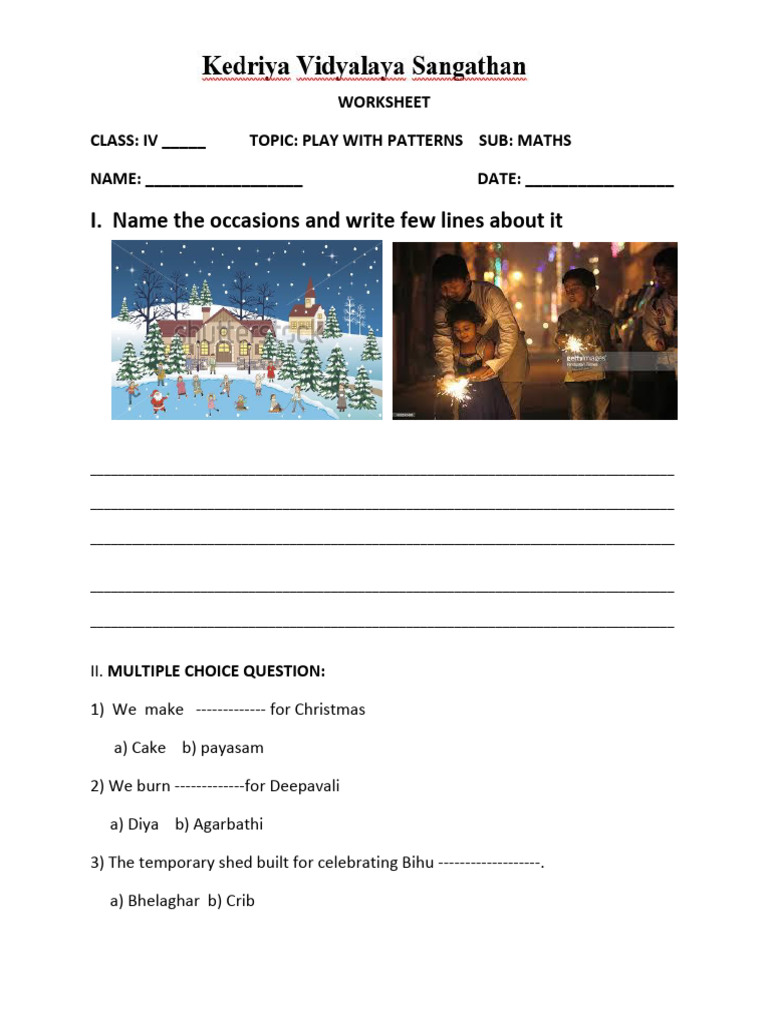 Class IV Maths Worksheet on Patterns | PDF