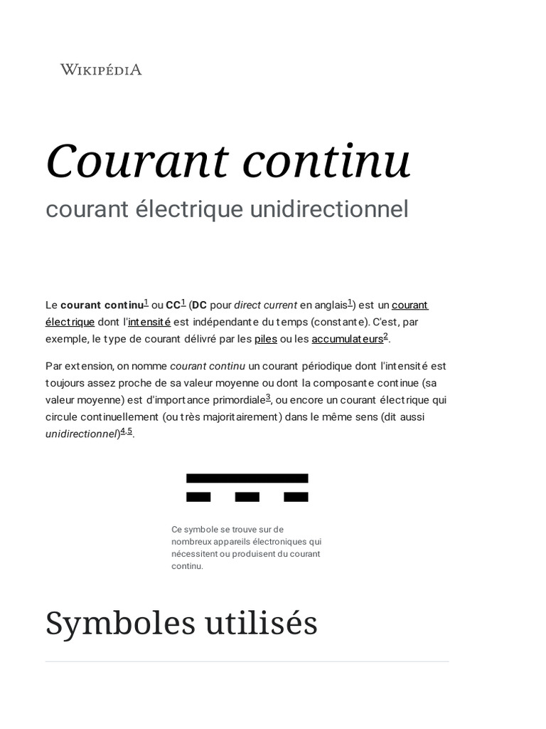 Définition et utilisation du courant continu | PDF | Courant continu ...