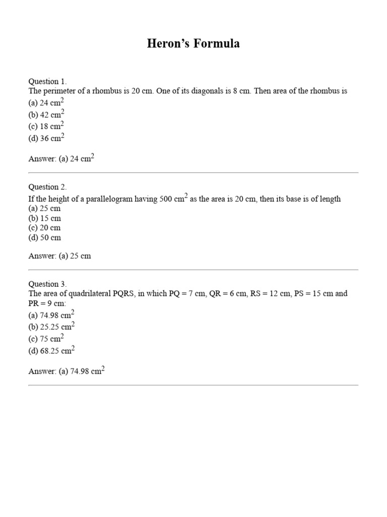 Geometry Area and Perimeter Problems | PDF | Area | Triangle