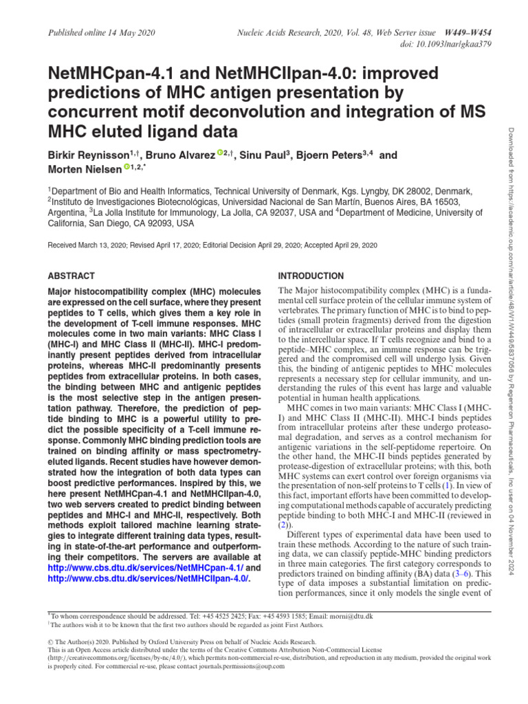 Reyn is Son 2020 | PDF | Mhc Class I | Major Histocompatibility Complex
