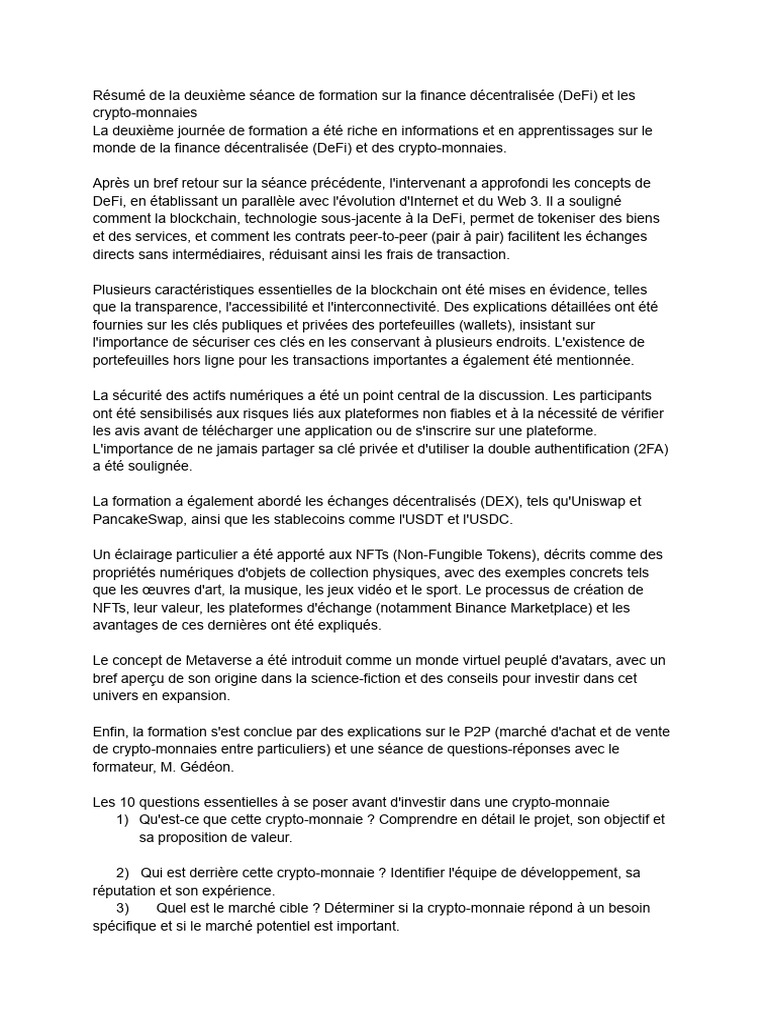 Résumé Cours Crypto | PDF | Crytomonnaies