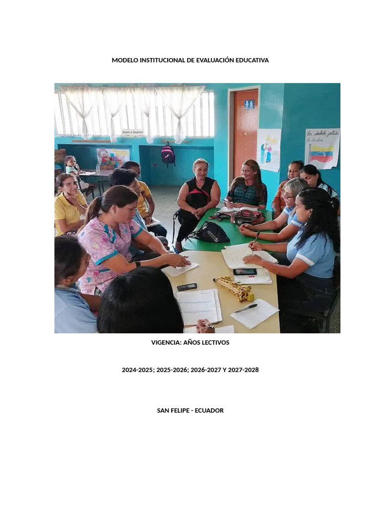 MODELO INSTITUCIONAL DE EVALUACIÓN EDUCATIVA Margarita | PDF ...