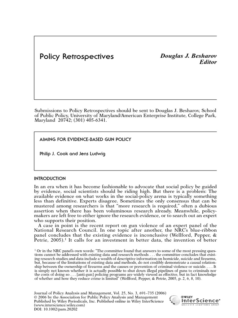 jpam-aiming-for-evidence-gun-policy-2006-pdf-gun-violence-in-the