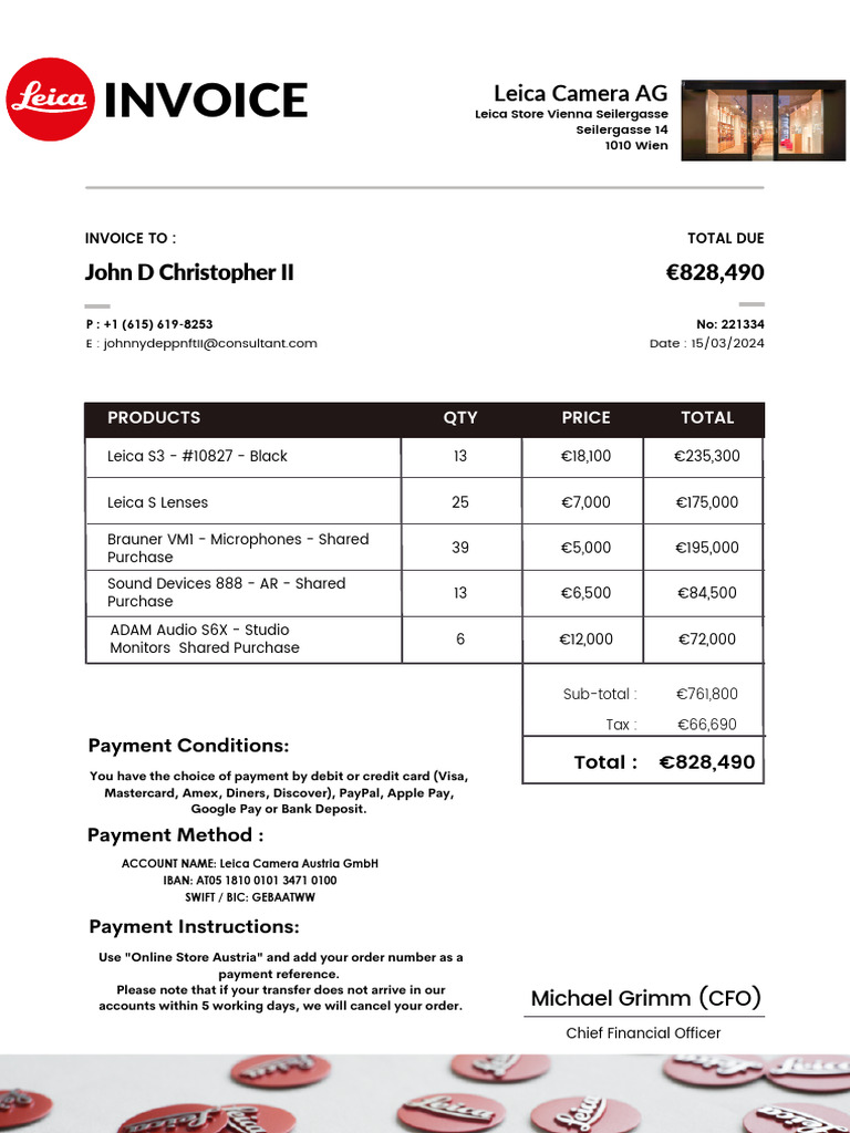 Leica Store Vienna Invoice Details | PDF | Payments | Debit Card