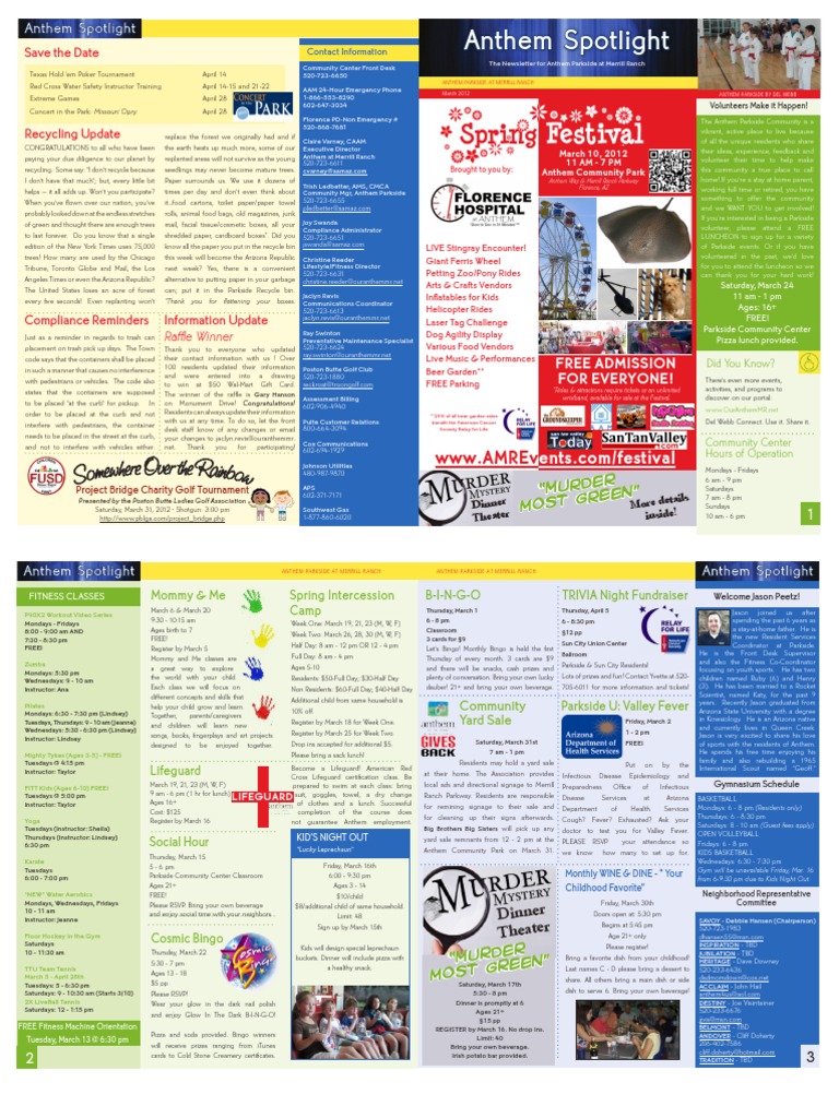 Anthem Parkside Community Events March 2012 | PDF | Leisure | Sports