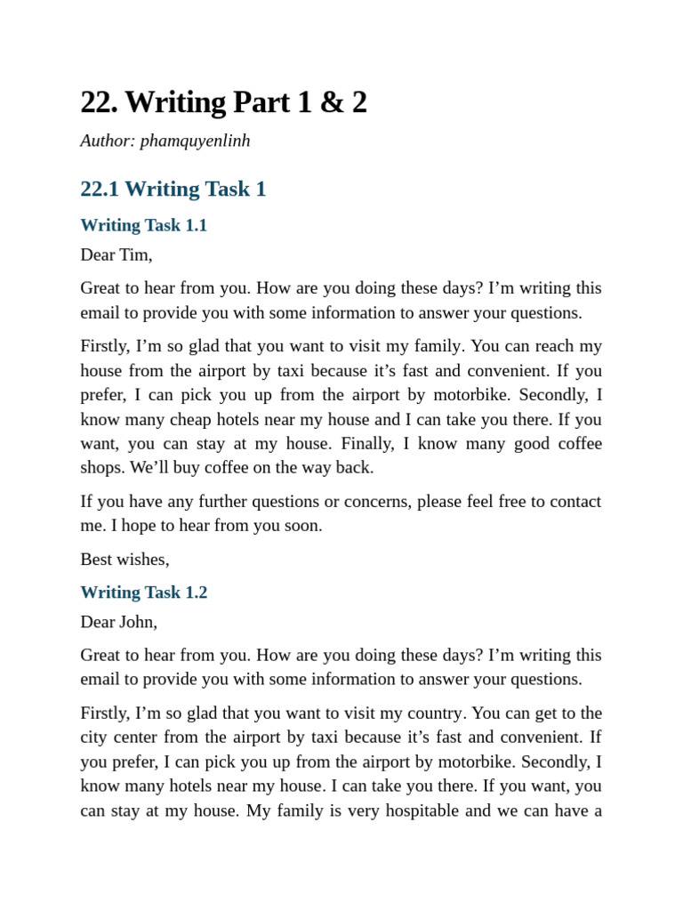 Writing Tasks: Travel & Telecommuting Insights | PDF | Business
