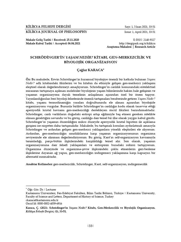Schrodingerin Yasam Nedir Kitabi Gen Mer | PDF