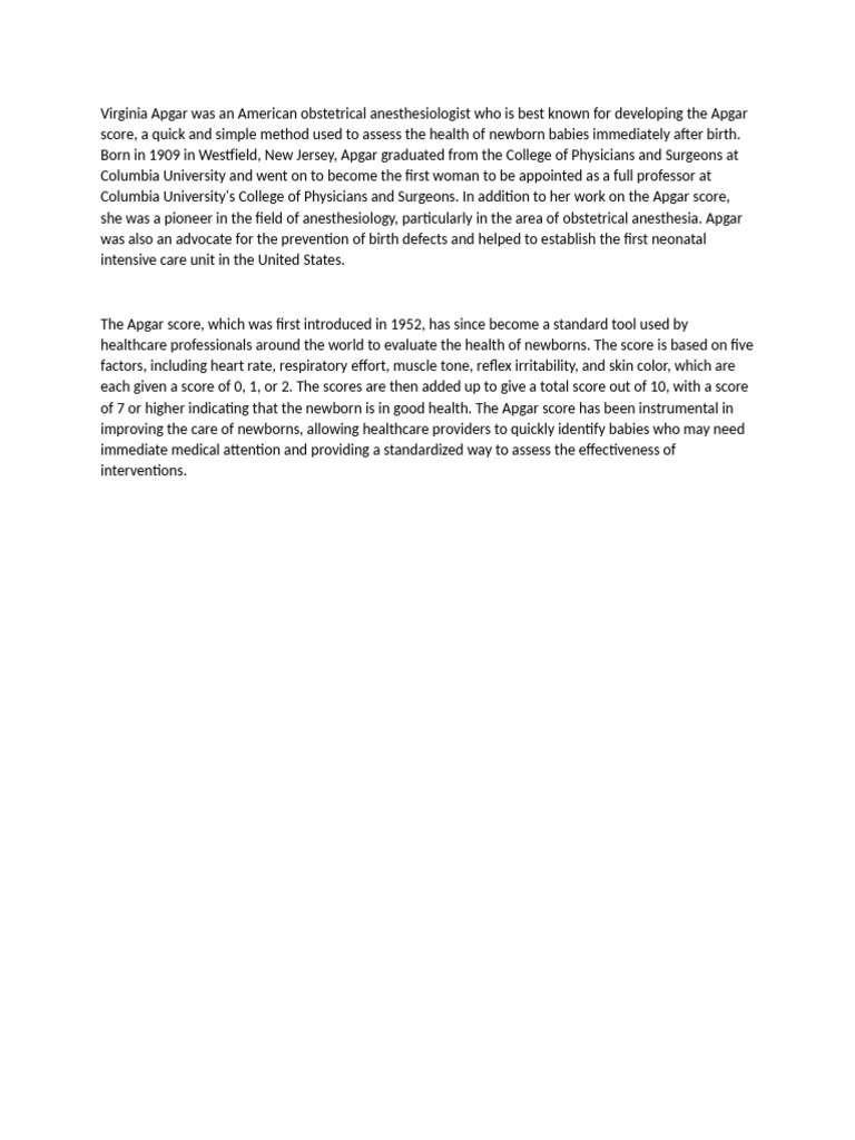 Virginia Apgar Interesting Facts