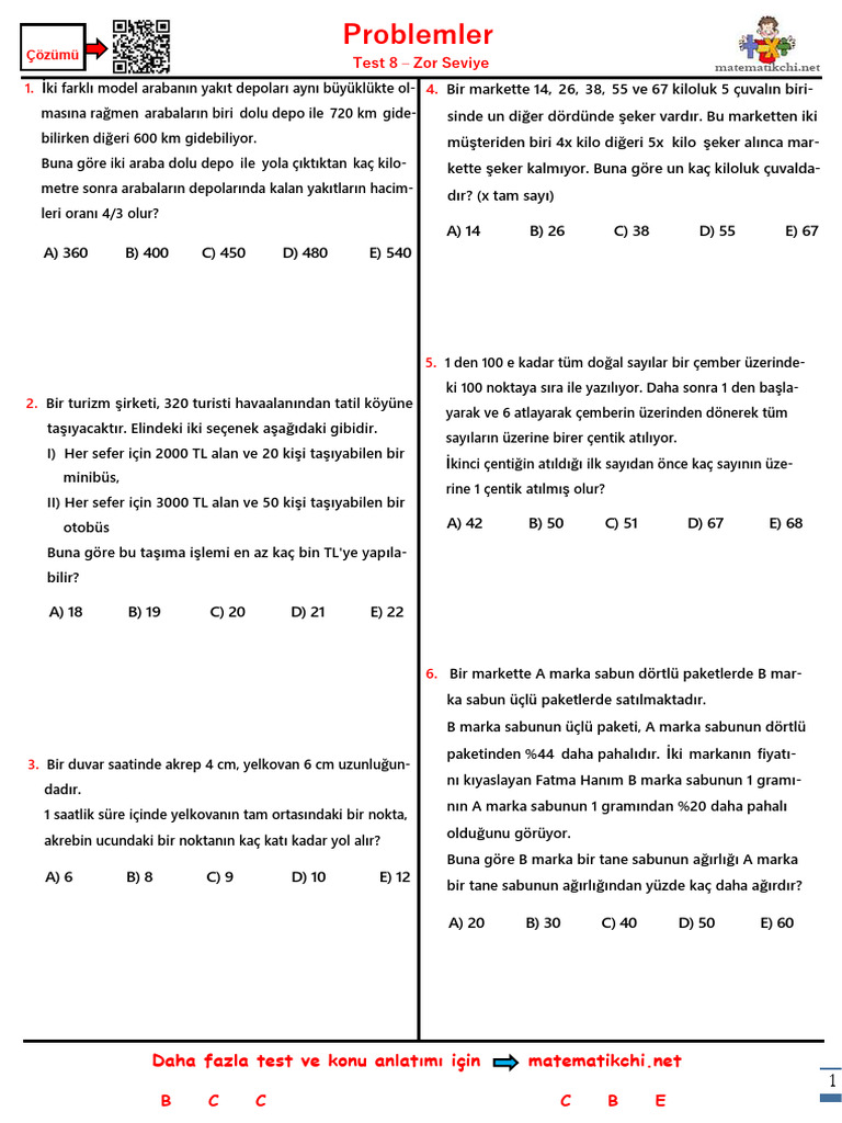 Problemler Test 8 Z | PDF