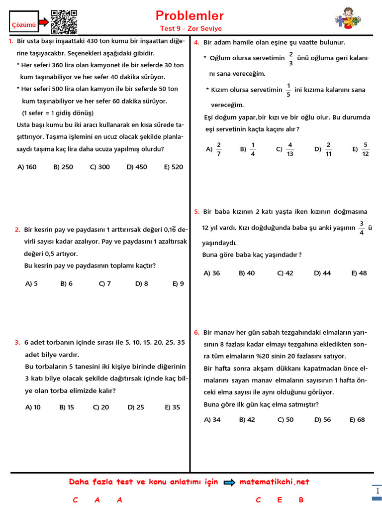 Problemler Test 9 Z | PDF