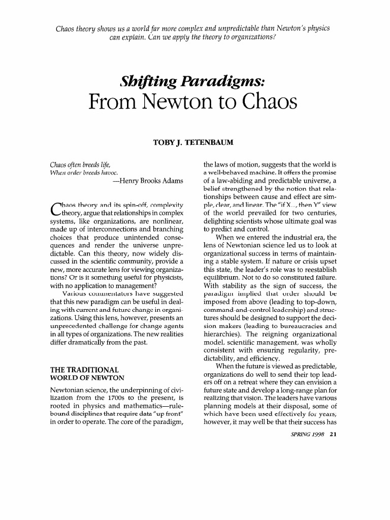 Applying Chaos Theory to Organizations | PDF | Chaos Theory | Complexity