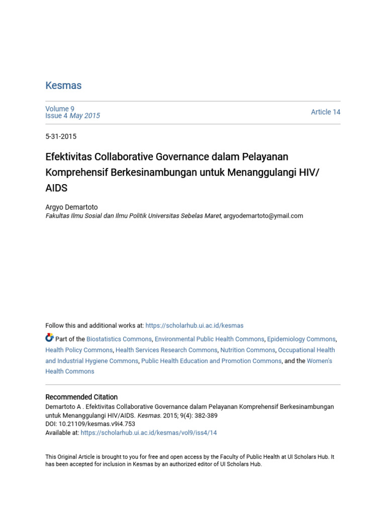 Efektivitas Collaborative Governance Dalam Pelayanan Komprehensif | PDF