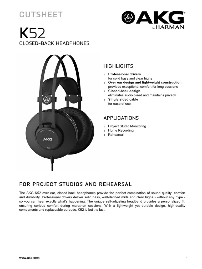 Manual Akg k52 | PDF | Headphones | Electronic Engineering