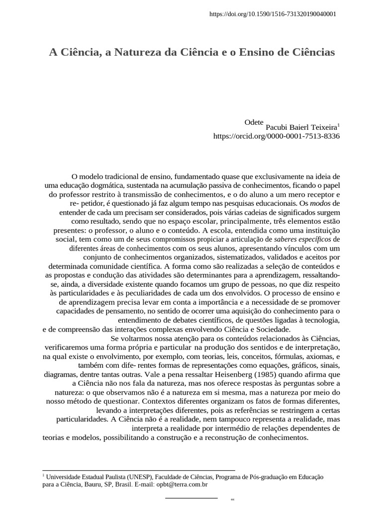 Ensino de Ciências e Natureza da Ciência | PDF | Science | Aprendizado