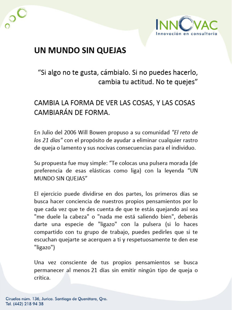 Reto de 21 Días Sin Quejas | PDF