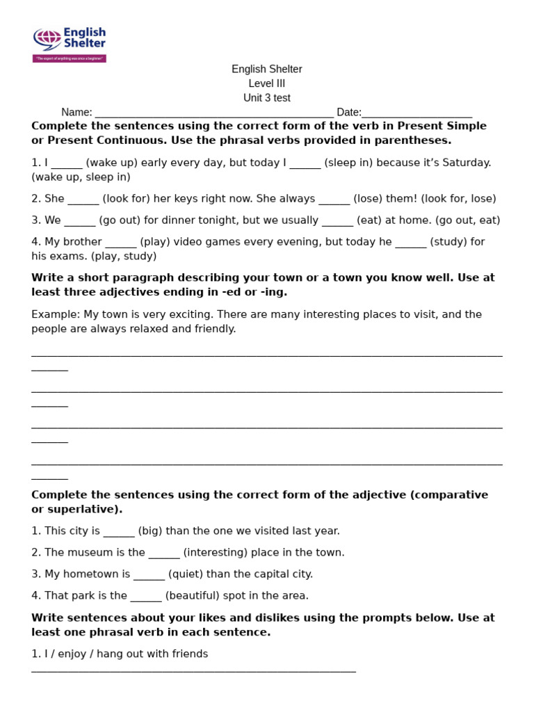 Grade 10 English Unit 3 Test | PDF