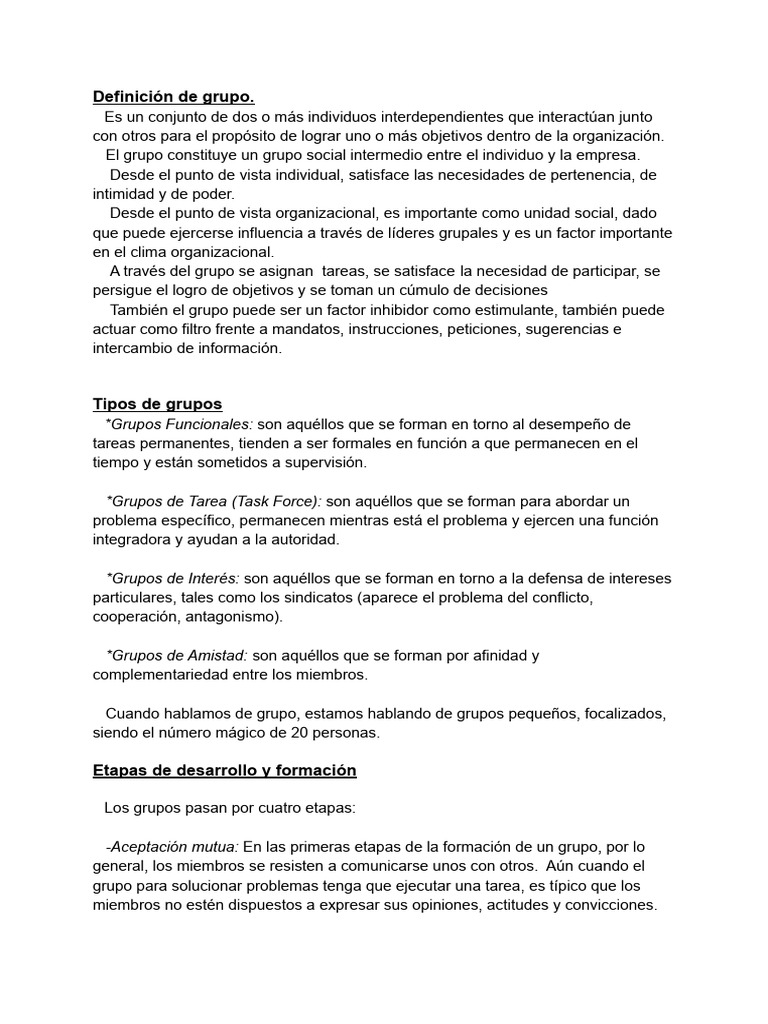 Tipos y Dinámicas de Grupos en Organizaciones | PDF | Toma de ...
