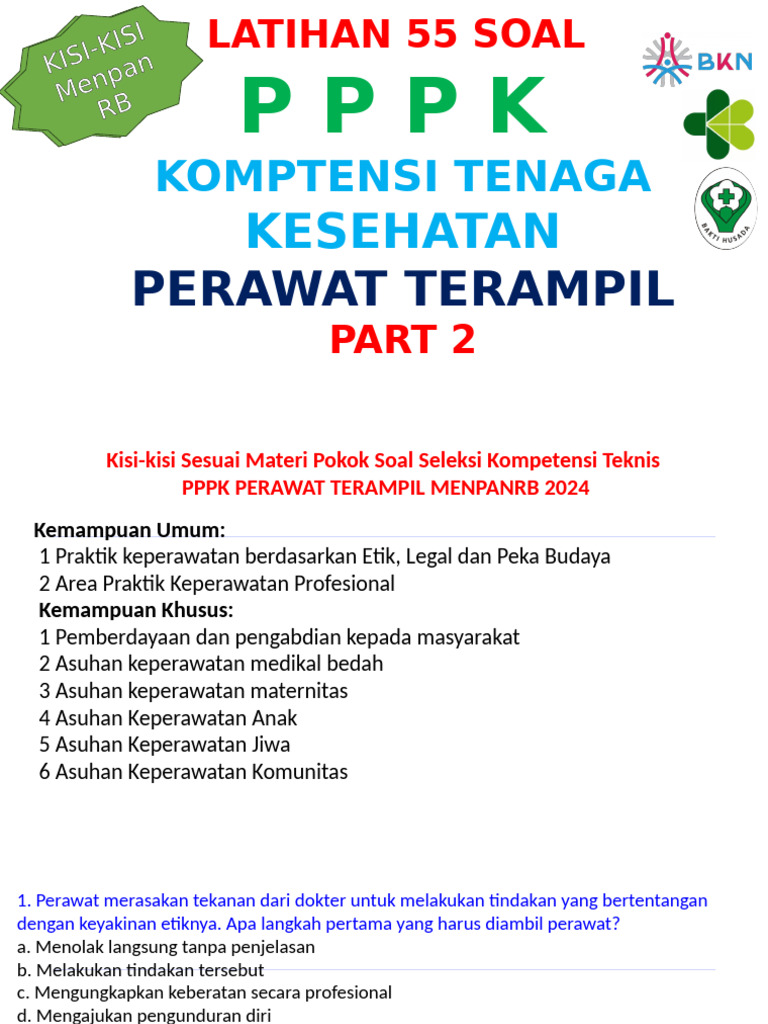 Soal PPPK Perawat Terampil Part 2 | PDF