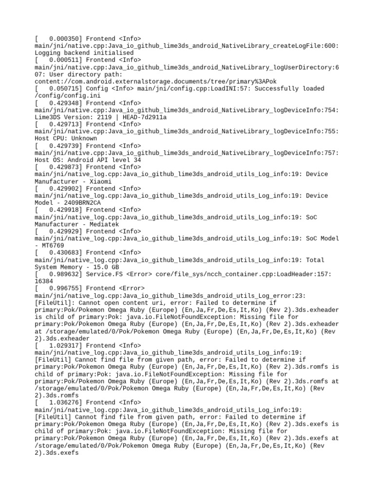 Lime3DS Android Log Analysis | PDF | Computer Architecture | Computing