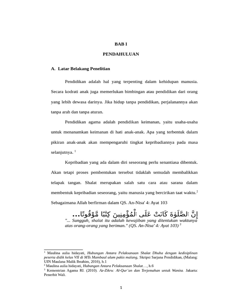 1 Kesadaran Peserta Didik Menggunakan Waktu A Kesadaran Pdf