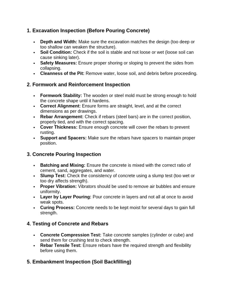 Structural QA/QC Inspection Checklist | PDF | Concrete | Civil Engineering