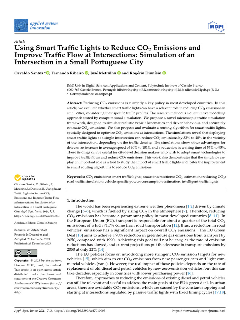 Using Smart Traffic Lights to Redu | PDF | Traffic | Simulation