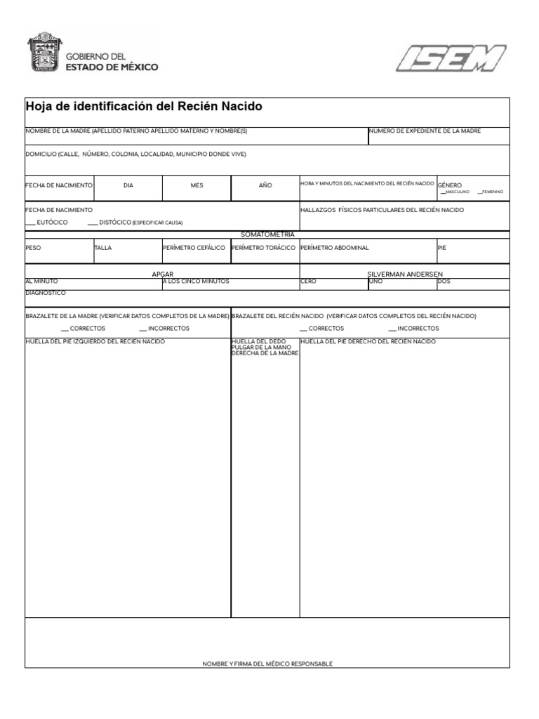Hoja de Identificación del Recién Nacido | PDF