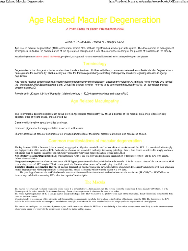 Age Related Macular Degeneration | PDF | Retina | Ophthalmology