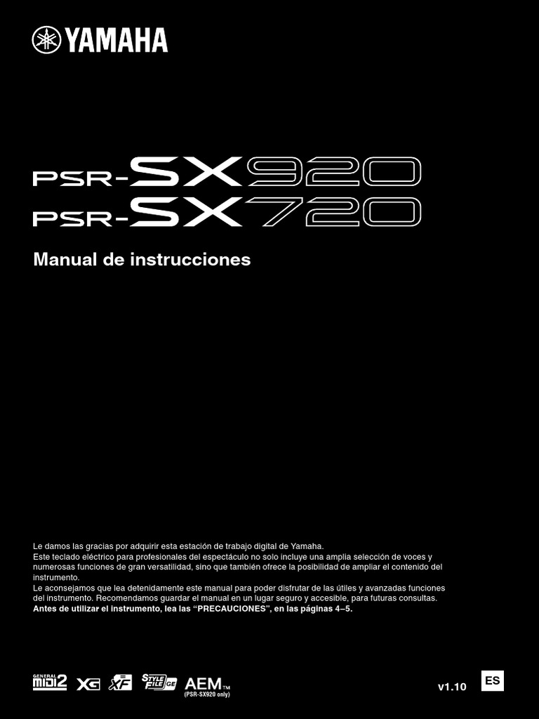 Manual de Usuario Yamaha PSR-SX920/SX720 | PDF | Derechos de autor ...