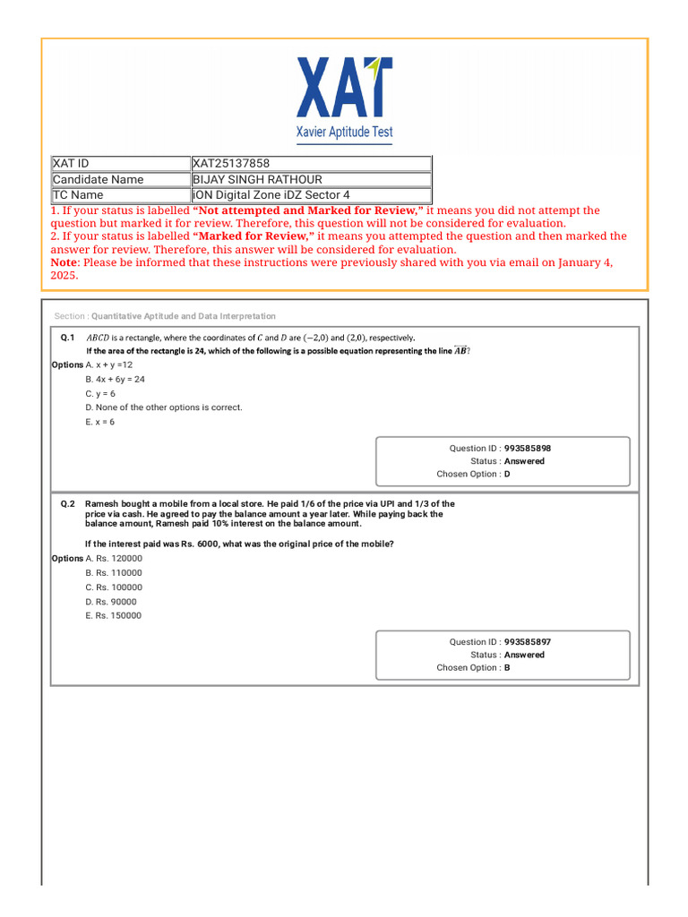 XAT 2025 Response Sheet Analysis | PDF | World Of A Song Of Ice And ...