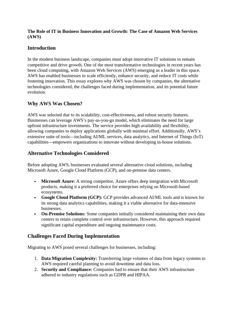 AWS: Driving Business Innovation & Growth | PDF | Cloud Computing ...