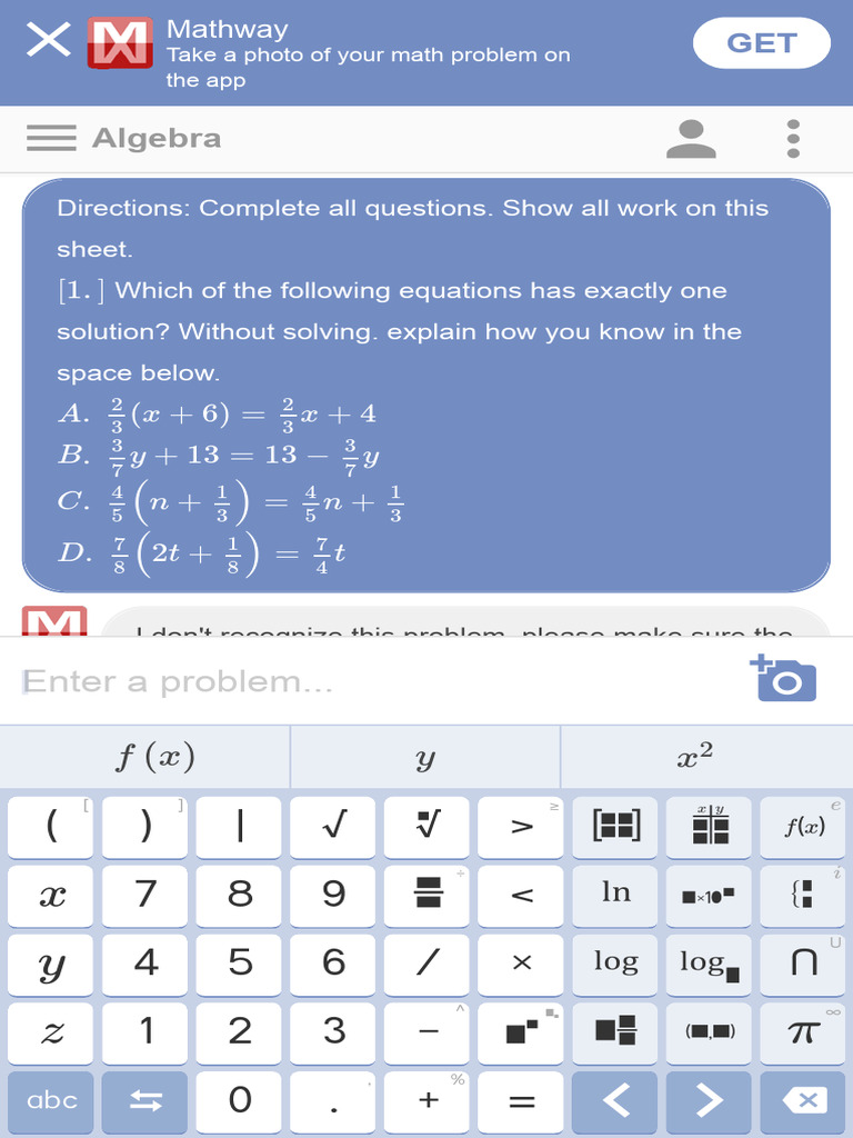 Mathway Algebra Problem Solutions | PDF