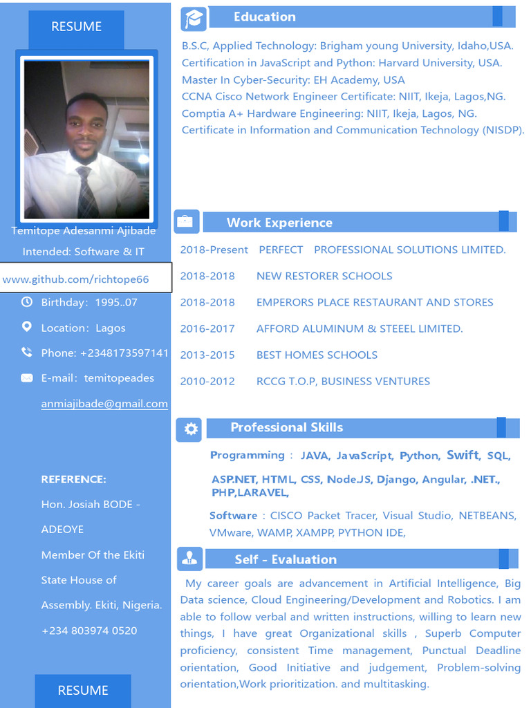 Temitope Ajibade's Tech Resume | PDF | Computing | Software Engineering