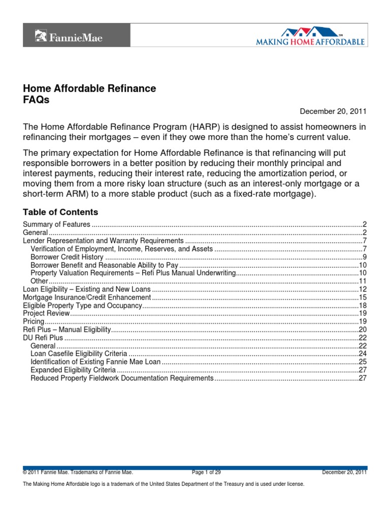 Home Affordable Refinance Faqs: December 20, 2011 | PDF | Refinancing ...