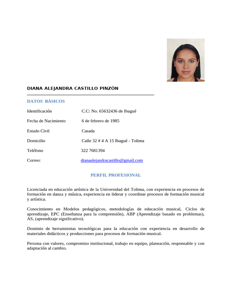Perfil Profesional de Diana Castillo | PDF | Maestros | Aprendizaje