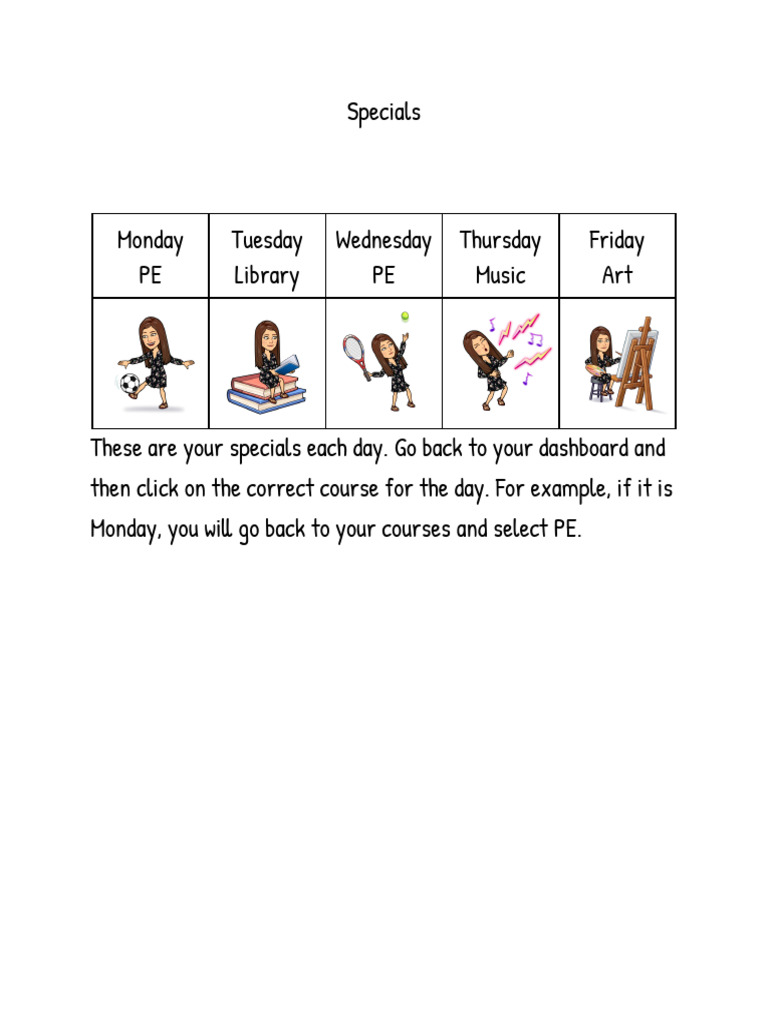 Weekly Specials Schedule | PDF