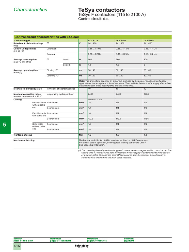 Schneider Contactor Ratings Overview | PDF | Electrical Engineering ...