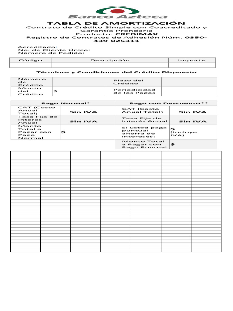 Tabla de Amortización CREDIMAX 2023 | PDF