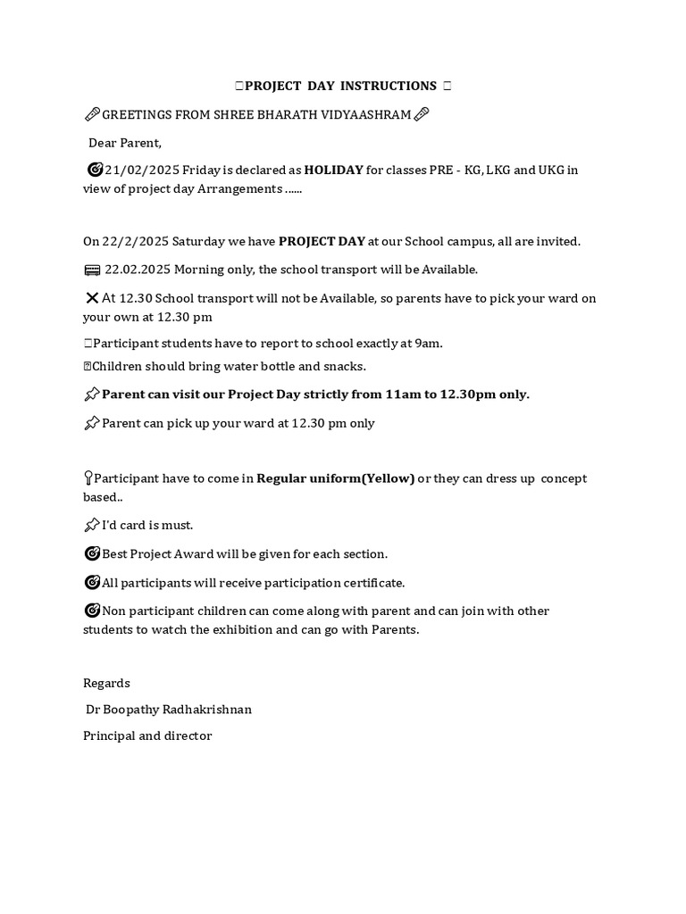 Project Day Instructions | PDF