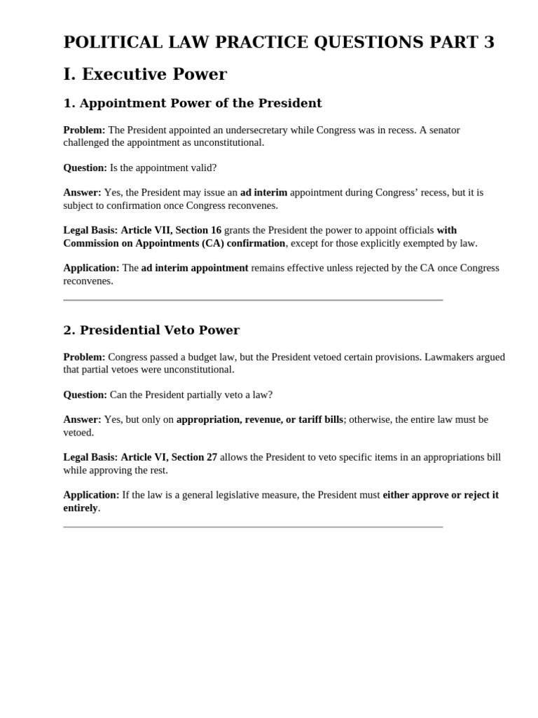 Political Law Practice Questions Overview | PDF | United States ...
