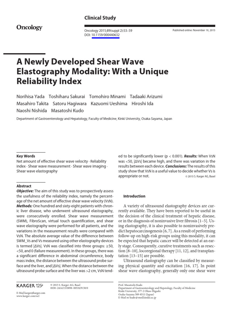 Shear Wave Elastography Reliability Index | PDF | Medical Specialties ...