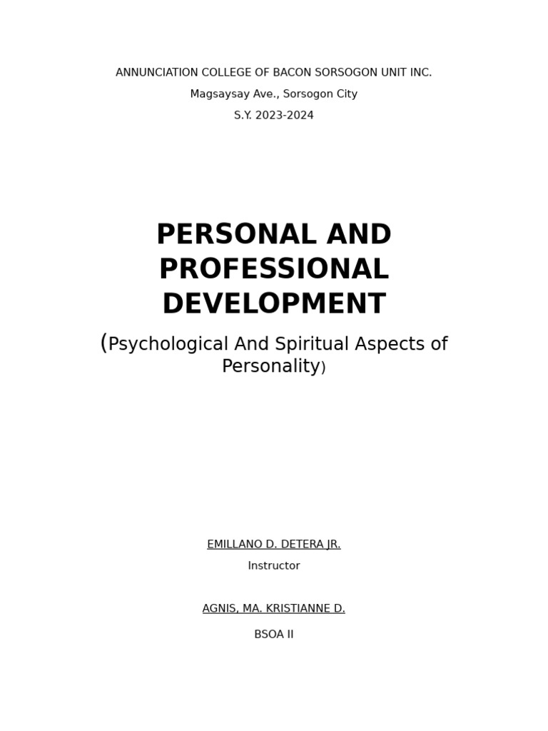 Personal and Prof Devt | PDF | Extraversion And Introversion | Morality