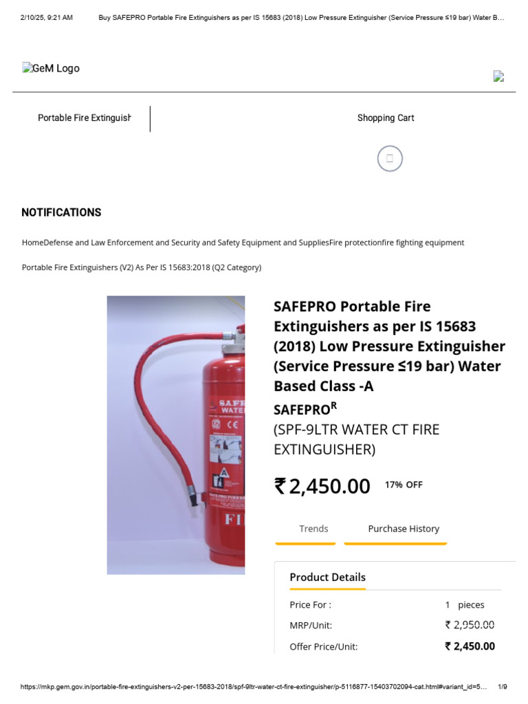 SAFEPRO Portable Fire Extinguishers As Per IS 15683 (2018) Low Pressure ...